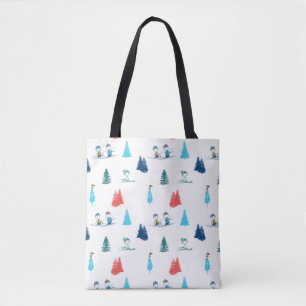 Peanuts   Winter Skiing the Slopes Pattern Tote Bag