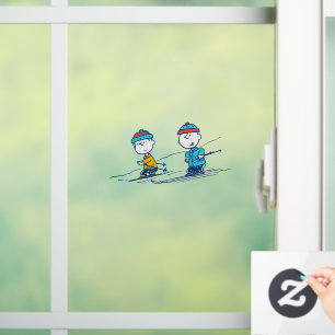 Peanuts   Winter Skiing the Slopes Pattern Window Cling
