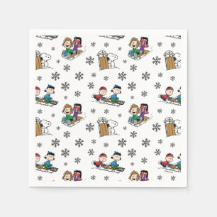 Peanuts   Winter Sledding Fun Pattern Napkin