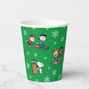 Peanuts   Winter Sledding Fun Pattern Paper Cups
