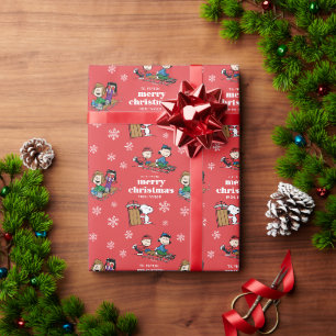 Peanuts   Winter Sledding Fun Pattern Wrapping Paper