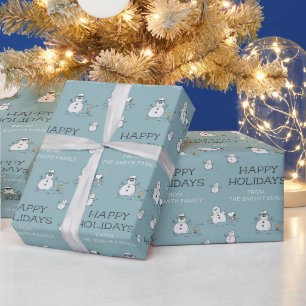 Peanuts - Winter Snowman Customisable Wrapping Paper