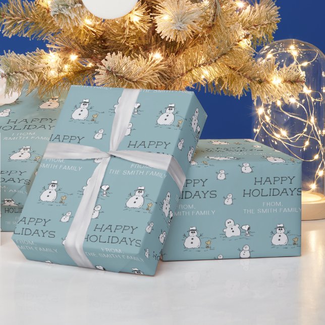 Peanuts - Winter Snowman Customisable Wrapping Paper (Holidays)