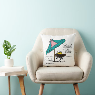 Peanuts   Woodstock at the Beach Cushion