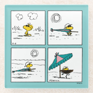 Peanuts Woodstock at the Beach Glass Coaster