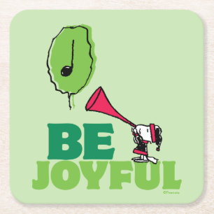 Peanuts Woodstock Be Joyful Square Paper Coaster