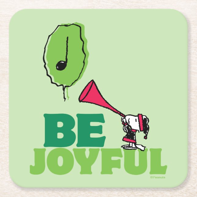 Peanuts | Woodstock Be Joyful Square Paper Coaster (Front)