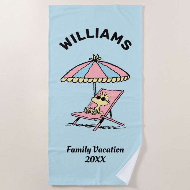 Peanuts | Woodstock Beach Family Vacation Beach Towel (Front)