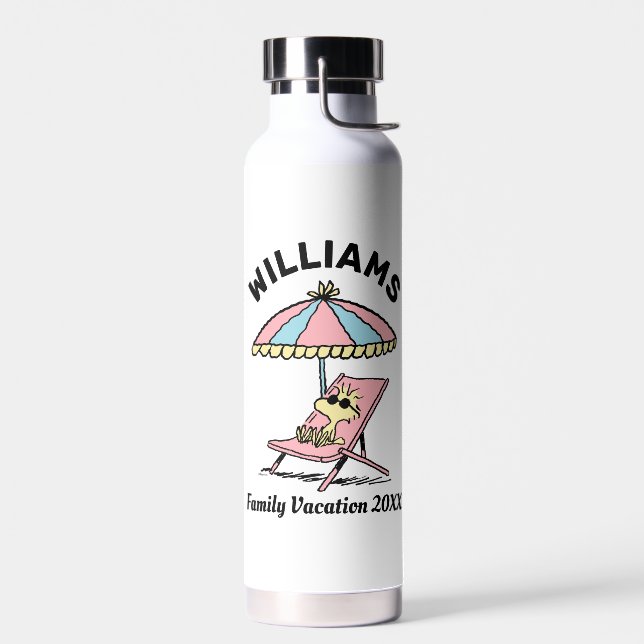 Peanuts | Woodstock Beach Family Vacation Water Bottle (Left)