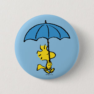 Peanuts   Woodstock Blue Umbrella 6 Cm Round Badge