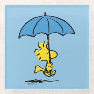Peanuts Woodstock Blue Umbrella Glass Coaster
