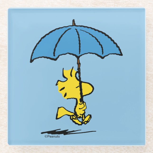 Peanuts | Woodstock Blue Umbrella Glass Coaster (Front)