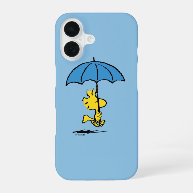 Peanuts | Woodstock Blue Umbrella iPhone 16 Case (Back)