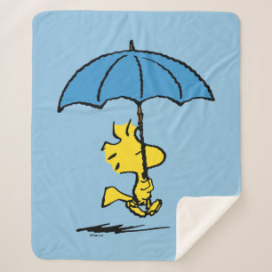 Peanuts Woodstock Blue Umbrella Sherpa Blanket
