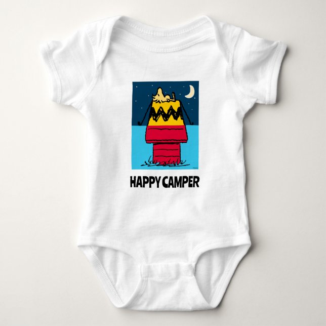 Peanuts | Woodstock Camping Half & Half Baby Bodysuit (Front)