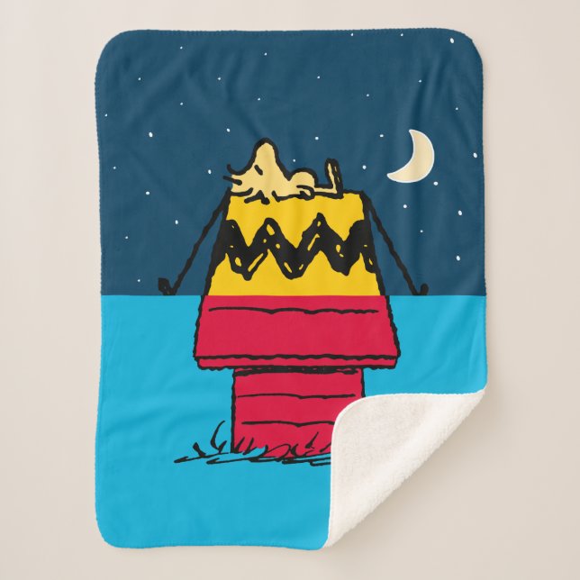 Peanuts | Woodstock Camping Half & Half Sherpa Blanket (Front)