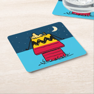 Peanuts Woodstock Camping Half & Half Square Paper Coaster