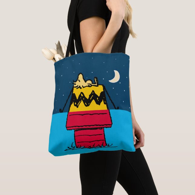 Peanuts | Woodstock Camping Half & Half Tote Bag (Close Up)