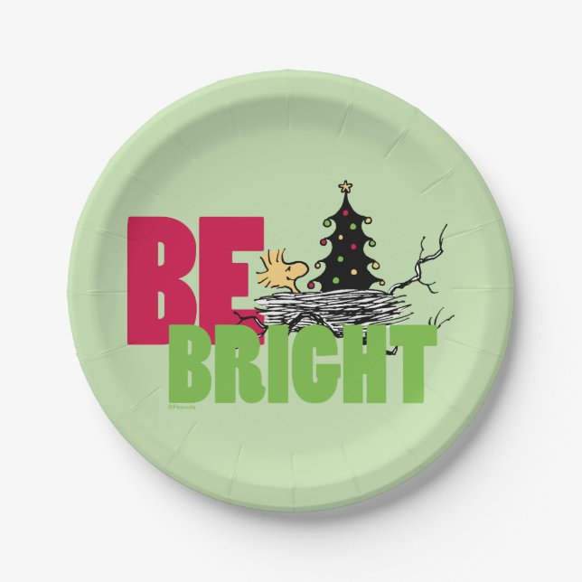 Peanuts | Woodstock Christmas Be Bright Paper Plate (Front)