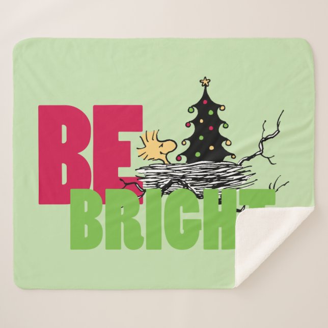 Peanuts | Woodstock Christmas Be Bright Sherpa Blanket (Front (Horizontal))