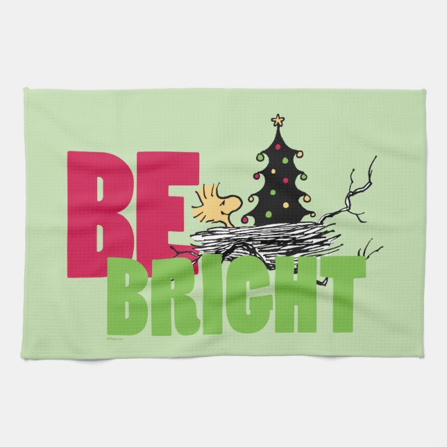 Peanuts | Woodstock Christmas Be Bright Tea Towel (Horizontal)