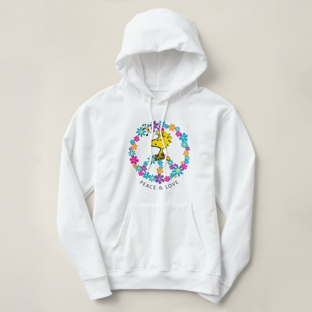 Peanuts | Woodstock Flower Peace Sign Hoodie (Design Front)