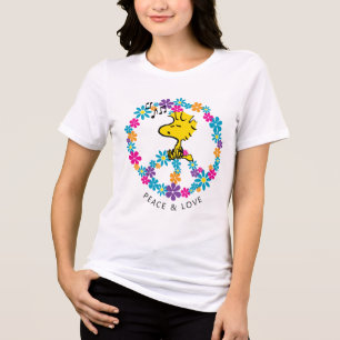 Peanuts Woodstock Flower Peace Sign Tri-Blend Shirt