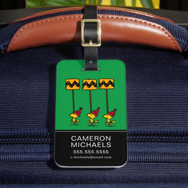Peanuts | Woodstock & Friends Sign March Luggage Tag (Front Insitu 2)