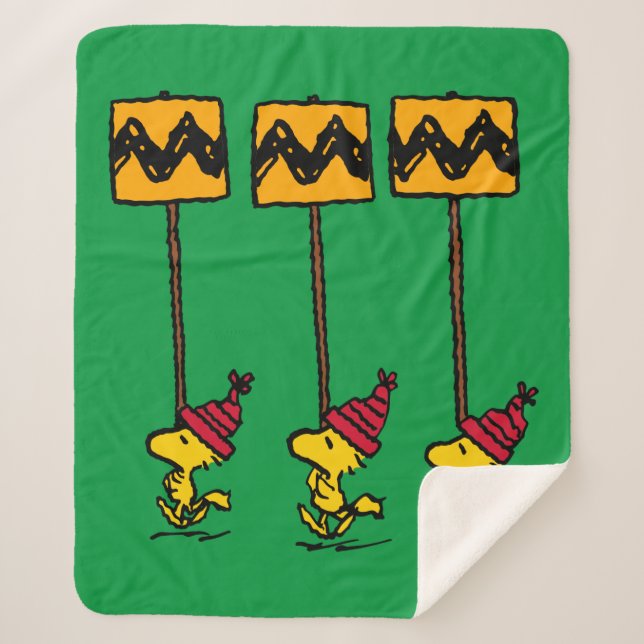 Peanuts | Woodstock & Friends Sign March Sherpa Blanket (Front)