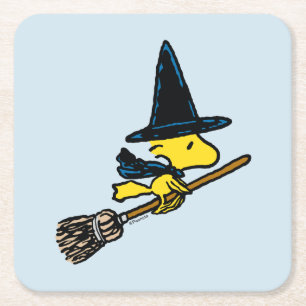 Peanuts Woodstock Halloween Witch Square Paper Coaster