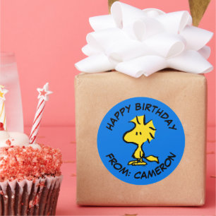 Peanuts   Woodstock   Happy Birthday Classic Round Sticker