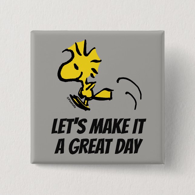 Peanuts | Woodstock Jumping 15 Cm Square Badge (Front)