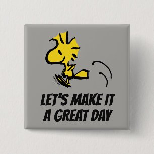 Peanuts   Woodstock Jumping 15 Cm Square Badge