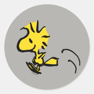 Peanuts   Woodstock Jumping Classic Round Sticker
