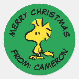Peanuts   Woodstock   Merry Christmas Classic Round Sticker