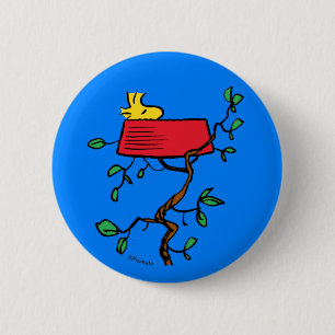 Peanuts   Woodstock Napping in Snoopy's Dish 6 Cm Round Badge