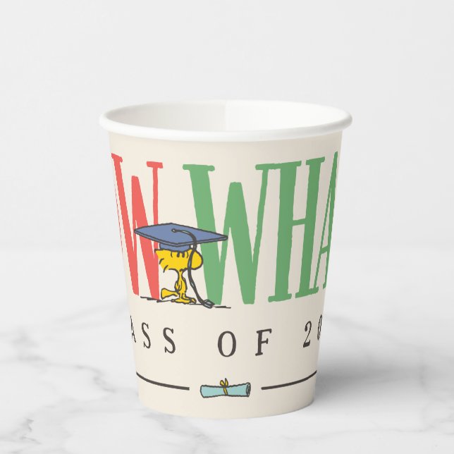 Peanuts Woodstock Now What Graduation Funny Quote Paper Cups (Left)