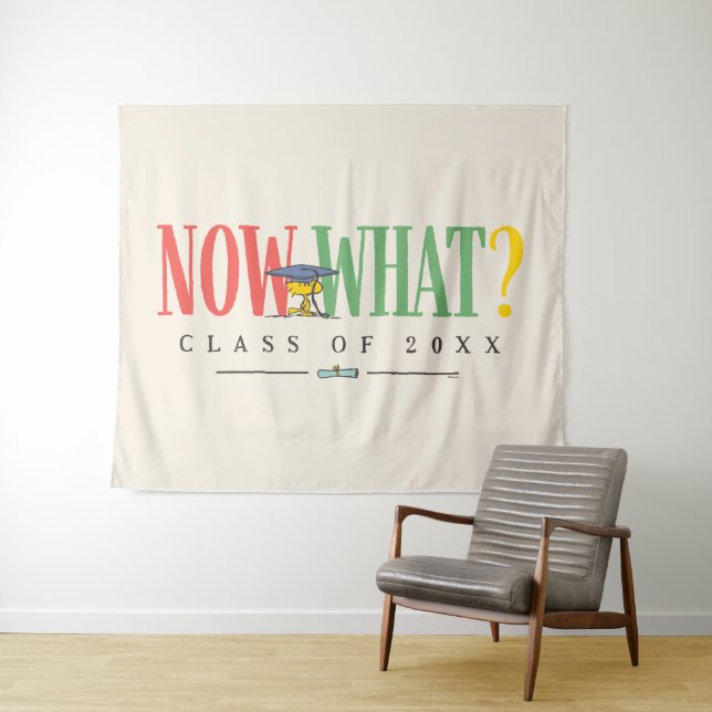 Peanuts Woodstock Now What Graduation Funny Quote Tapestry (In Situ (Horizontal))