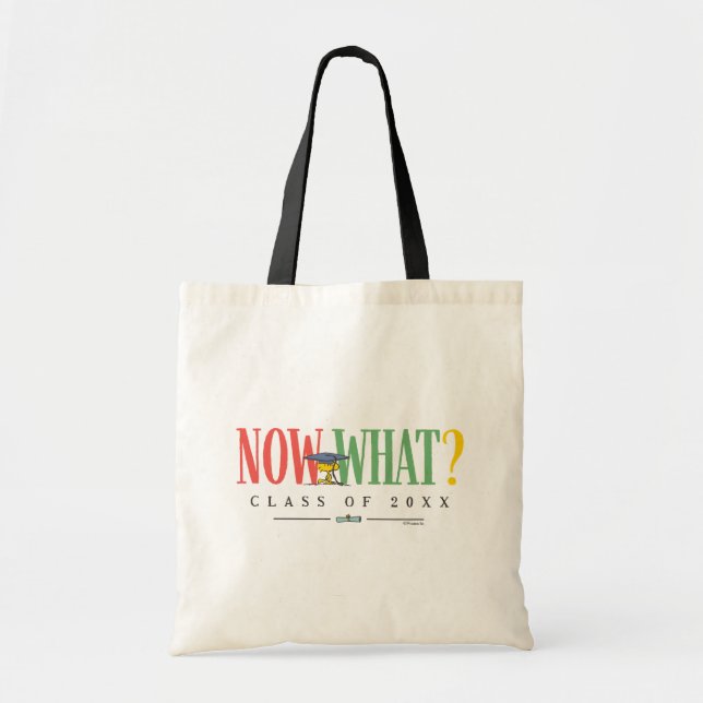 Peanuts Woodstock Now What Graduation Funny Quote Tote Bag (Front)
