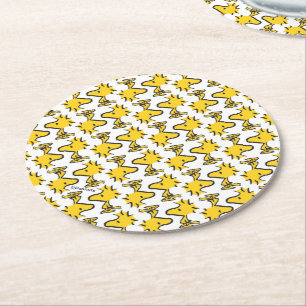 Peanuts Woodstock Pattern Round Paper Coaster