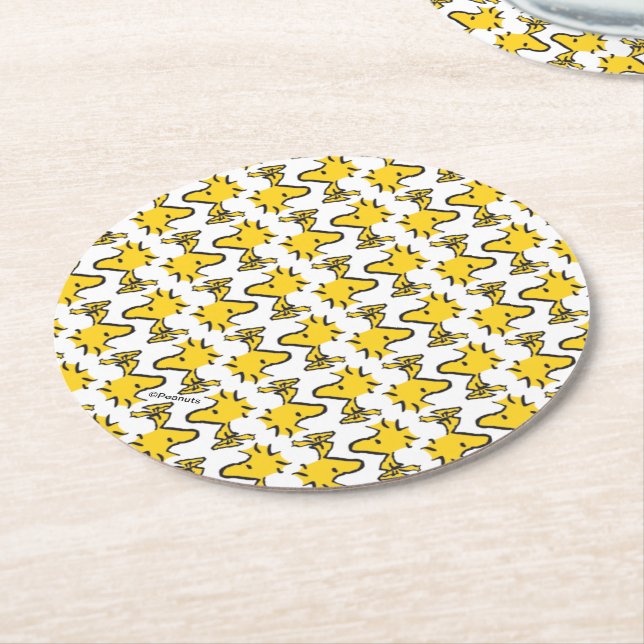 Peanuts | Woodstock Pattern Round Paper Coaster (Angled)