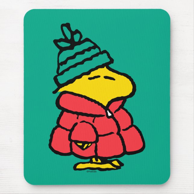 Peanuts | Woodstock Puffy Winter Jacket Mouse Mat (Front)