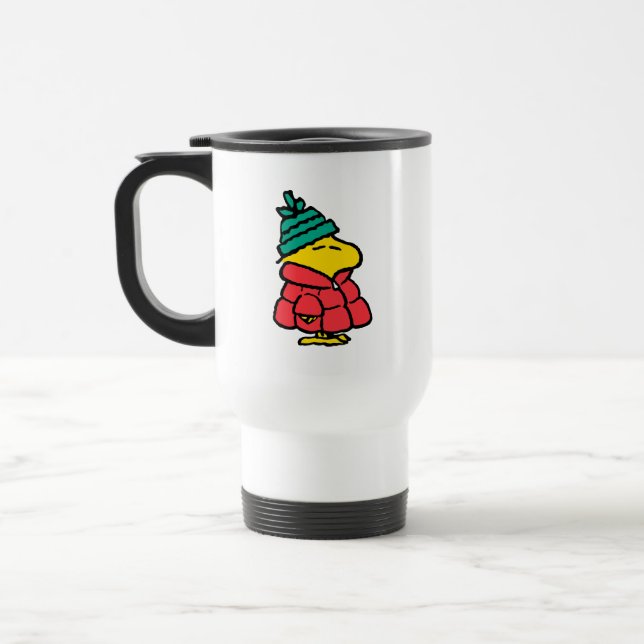 Peanuts | Woodstock Puffy Winter Jacket Travel Mug (Left)