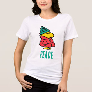 Peanuts Woodstock Puffy Winter Jacket Tri-Blend Shirt