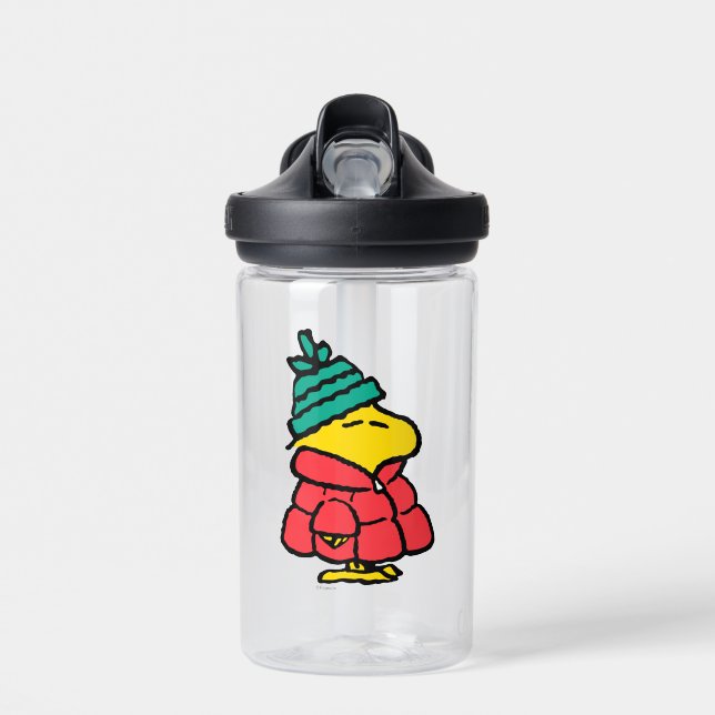 Peanuts | Woodstock Puffy Winter Jacket Water Bottle (Front)