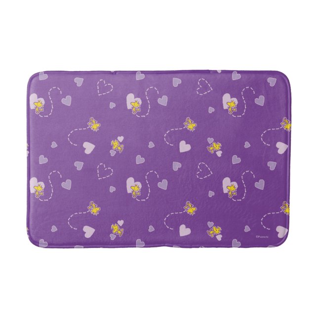 Peanuts | Woodstock Purple Heart Pattern Bath Mat (Front)