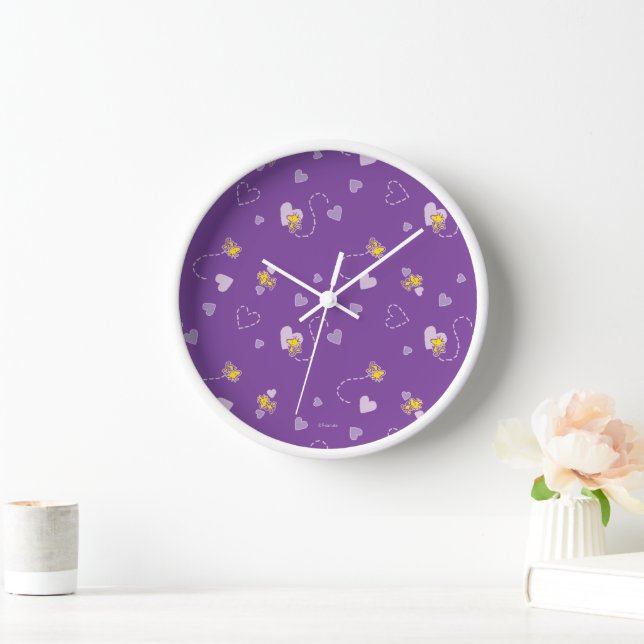 Peanuts | Woodstock Purple Heart Pattern Clock (Home)