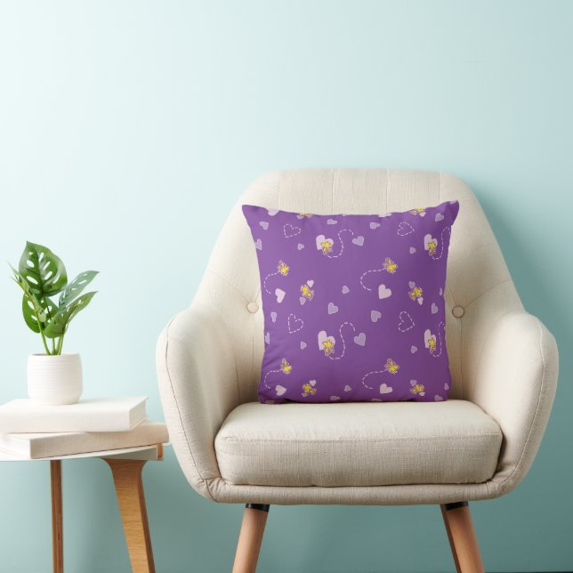 Peanuts | Woodstock Purple Heart Pattern Cushion (Chair)