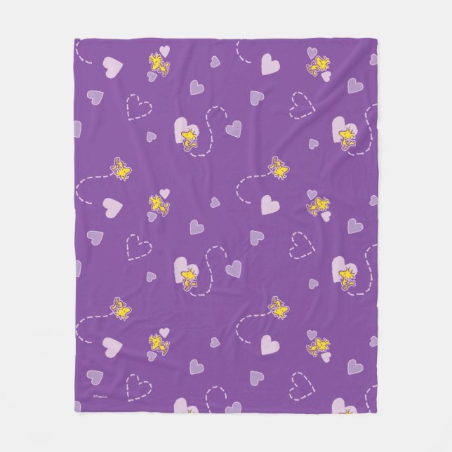 Peanuts | Woodstock Purple Heart Pattern Fleece Blanket (Front)
