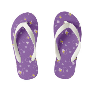 Peanuts   Woodstock Purple Heart Pattern Kid's Flip Flops